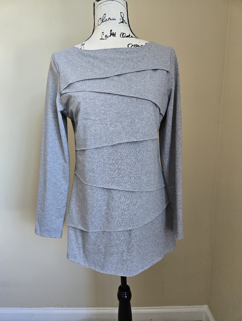 Neon Buddha Top Womens M Gray Cotton Blend Tiered